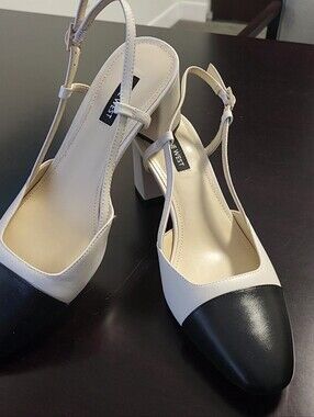 Nine West Two-Tone Slingback Pumps - Black & Cream